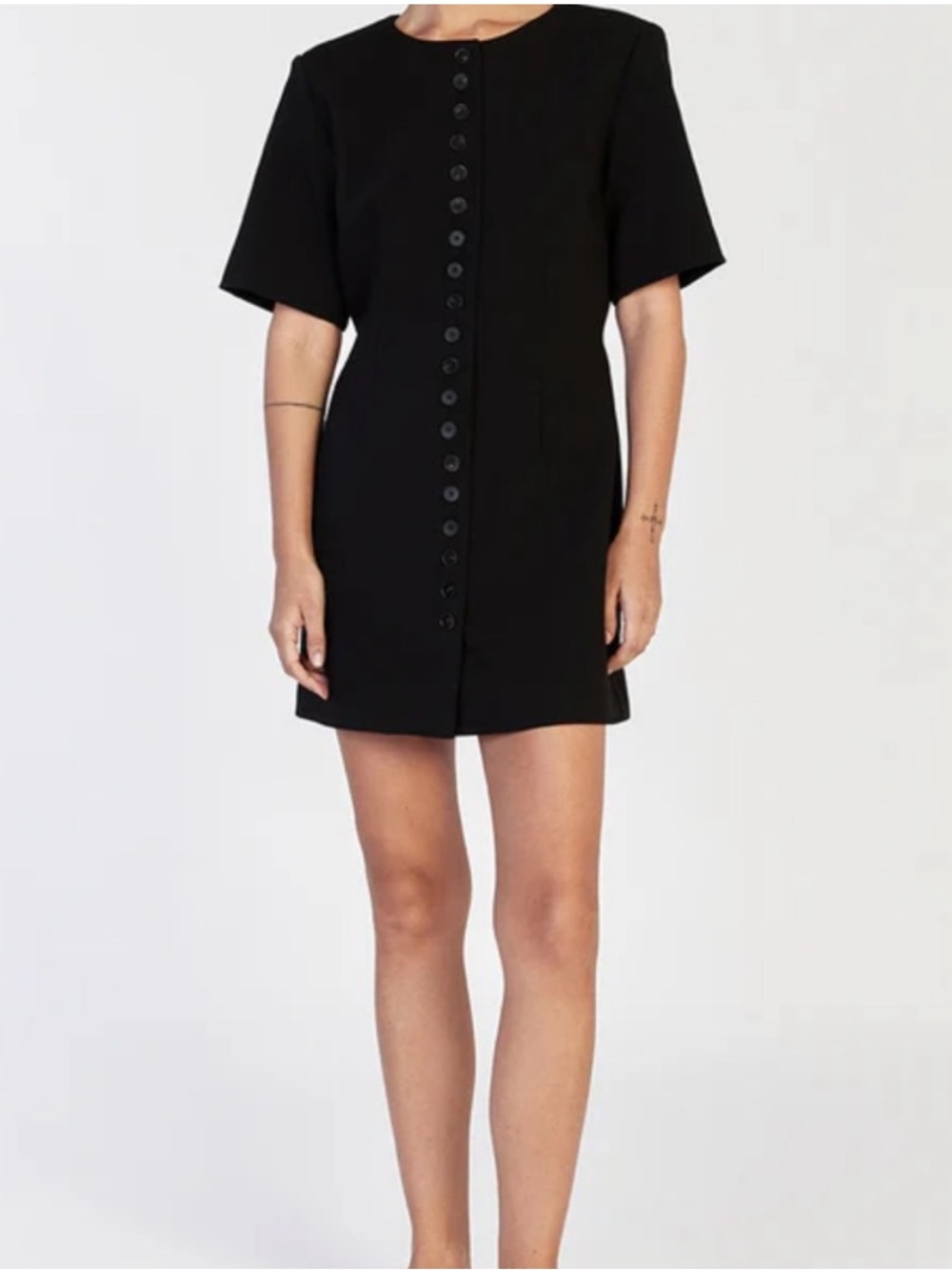 DISSH Black Button-Front Mini Dress